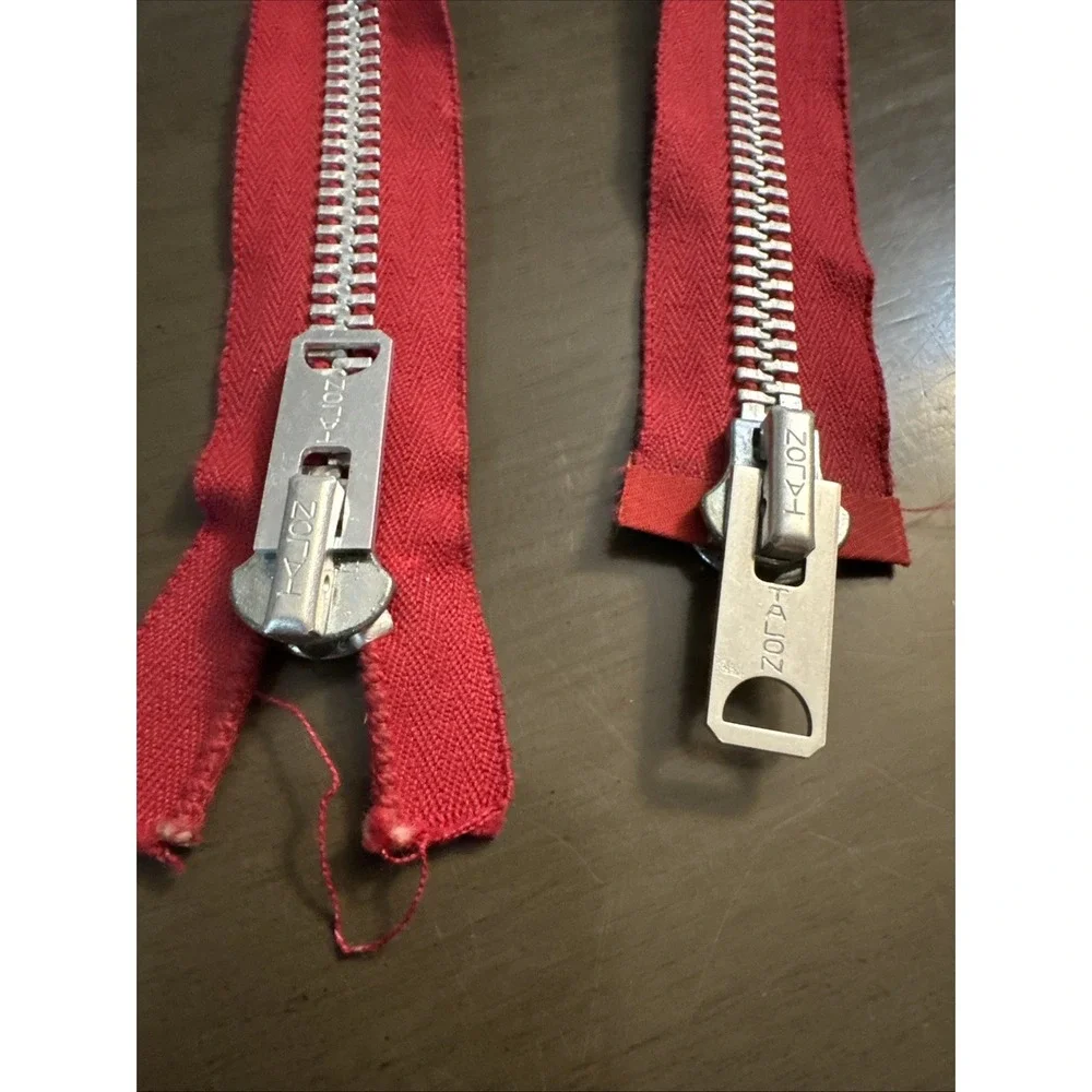 Rare VTG TALON 24'' New‎ 10 Red 1970's Metal Tooth 2-way Separating Zippers